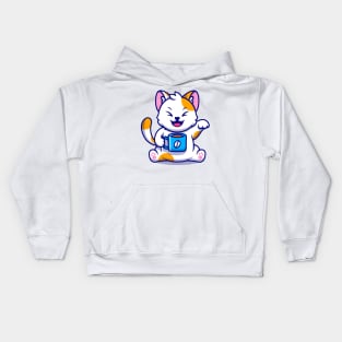 Cat and Coffee Kawaii - Cute Kids Hoodie